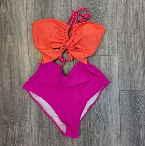 Bold Orange and Pink Women's One Piece Swimsuit